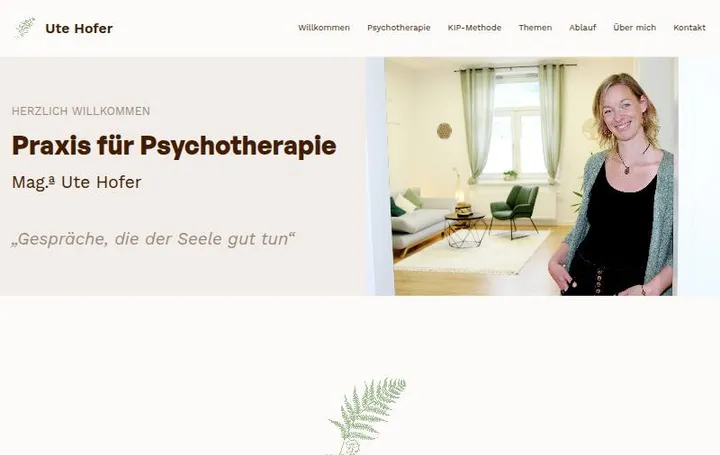 Startseite der Praxis für Psychotherapie von Ute Hofer
